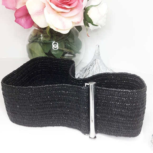 Vintage Accessories - 90's-Y2K🖤Boho High Waist Black Stretchy Woven Belt